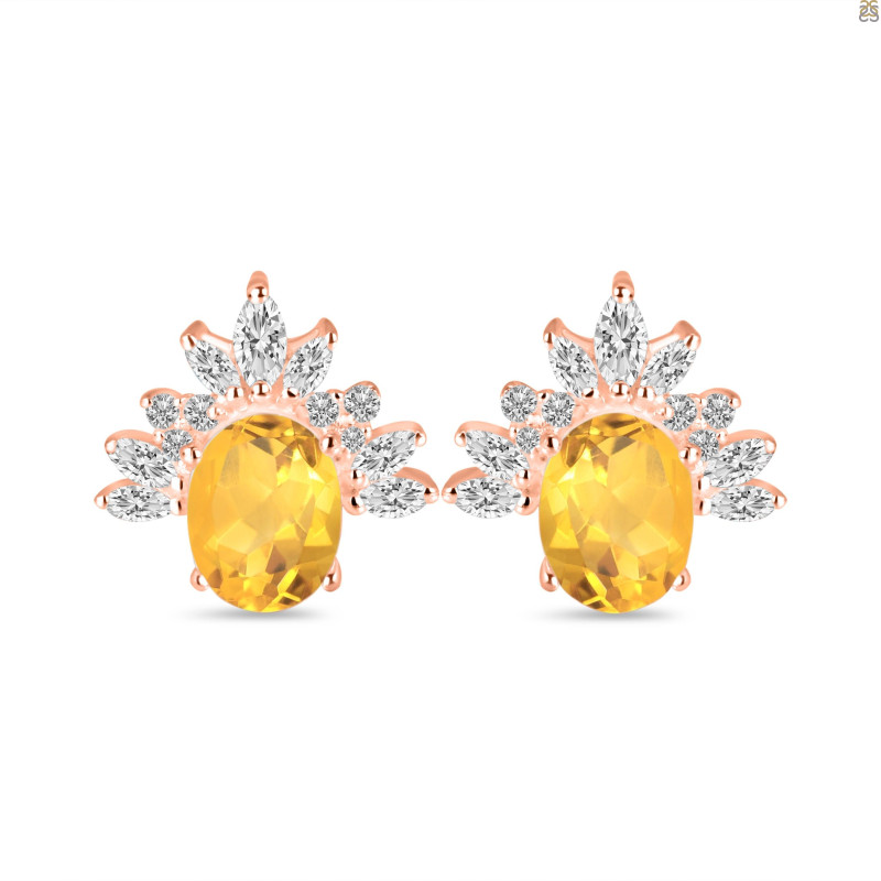 Citrine & White Topaz Stud Earring CIT-RE-71.