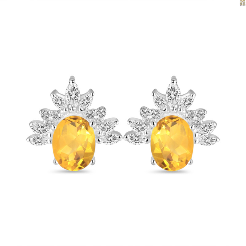 Citrine & White Topaz Stud Earring CIT-RE-71.