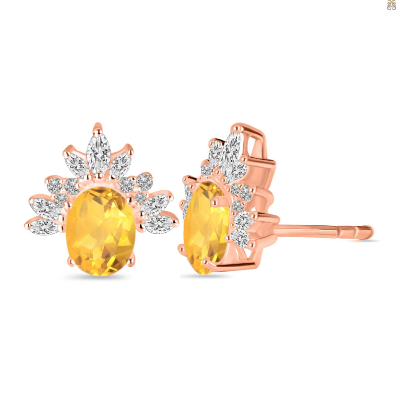 Citrine & White Topaz Stud Earring CIT-RE-71.