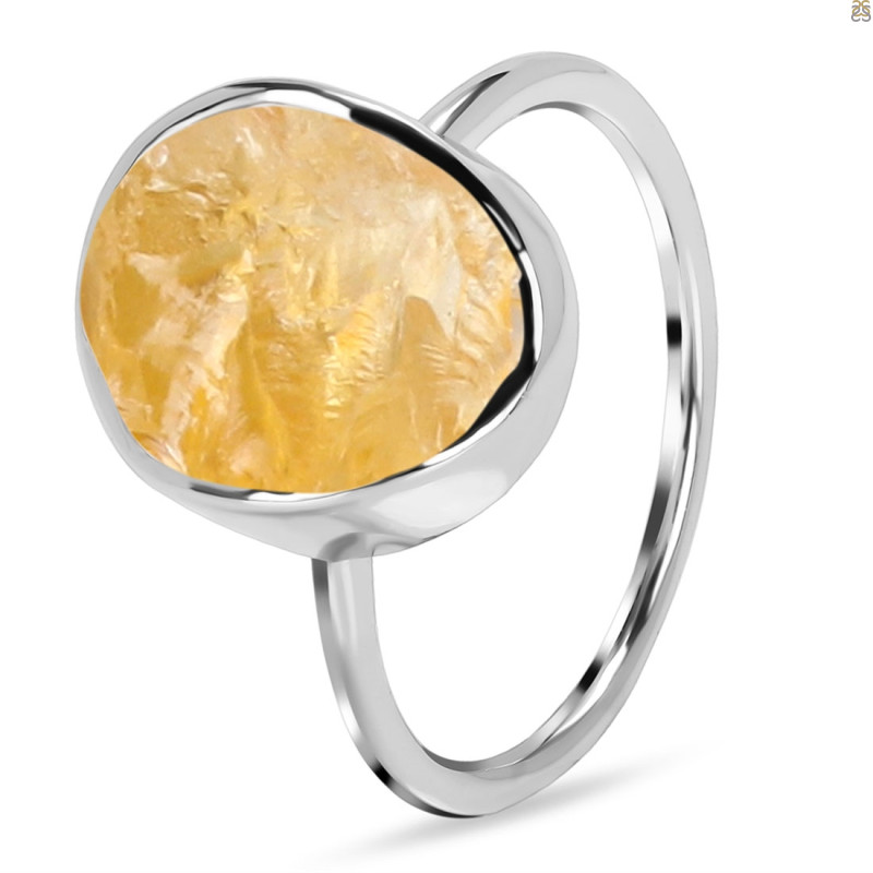 Citrine Raw Crystal Ring