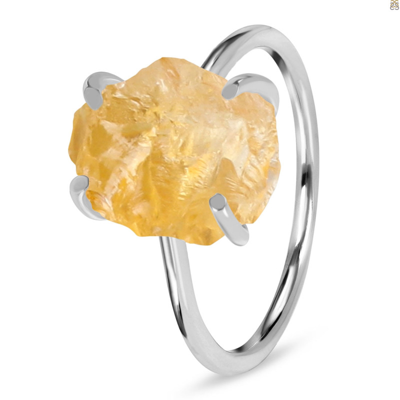 Citrine Raw Crystal Ring