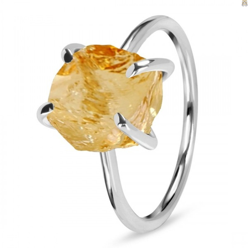 Citrine Raw Crystal Ring