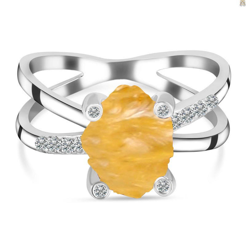 Citrine Raw Crystal & White Topaz Ring CIT-RR-382.