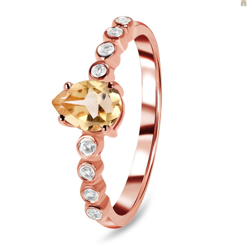 Citrine & White Topaz Ring CIT-RR-419D.