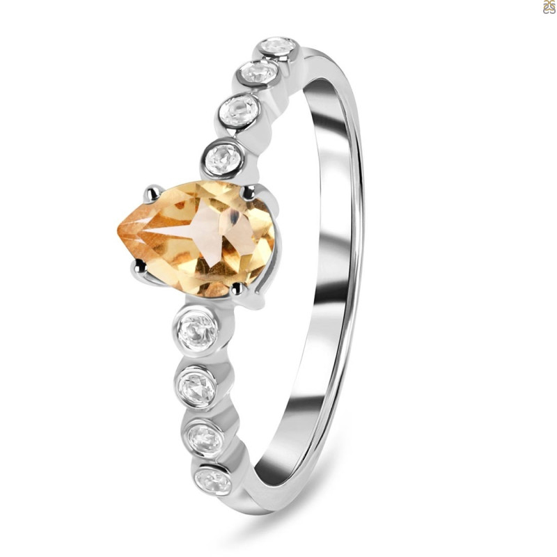 Citrine & White Topaz Ring