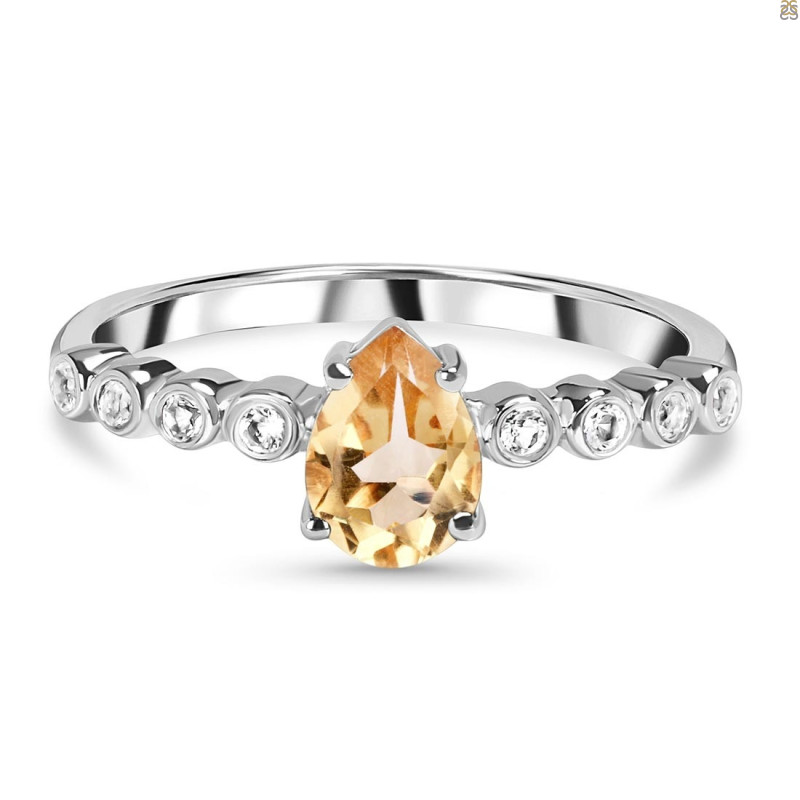 Citrine & White Topaz Ring CIT-RR-419D.