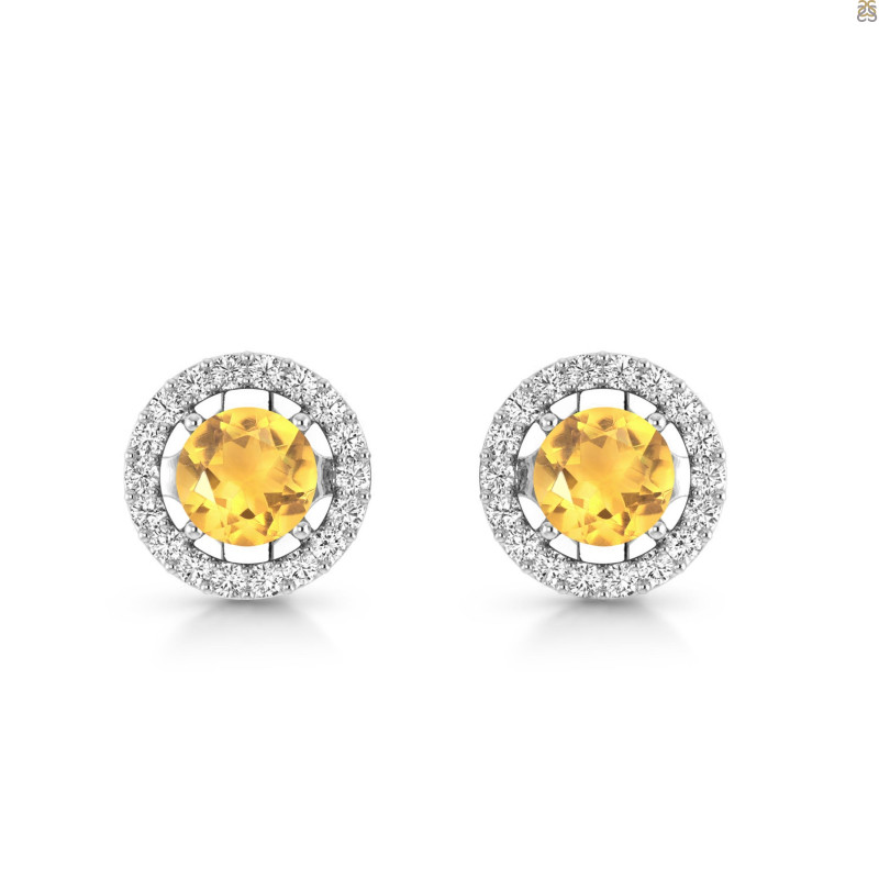 Citrine & White Topaz Stud Earring CIT-RDE-985.