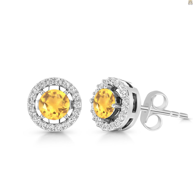 Citrine & White Topaz Stud Earring