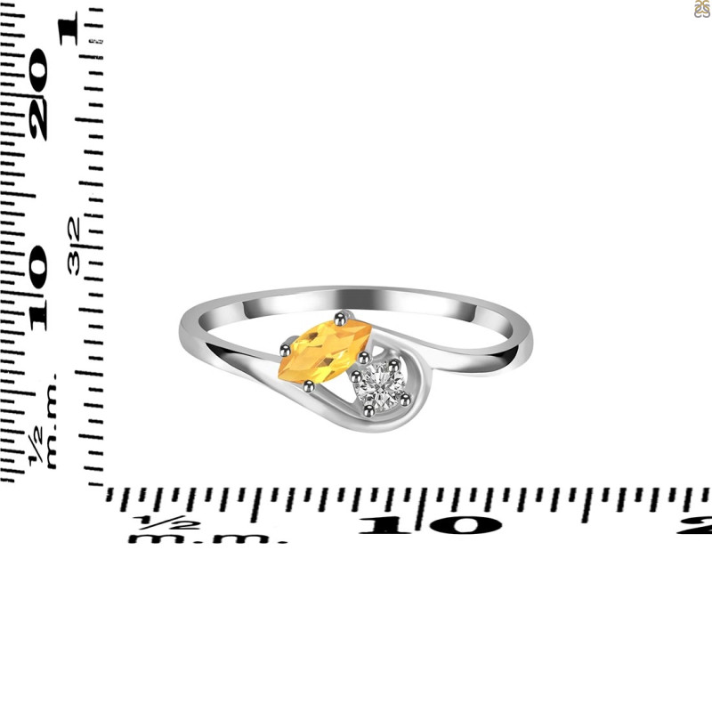 Citrine & White Topaz Ring CIT-RDR-2611.
