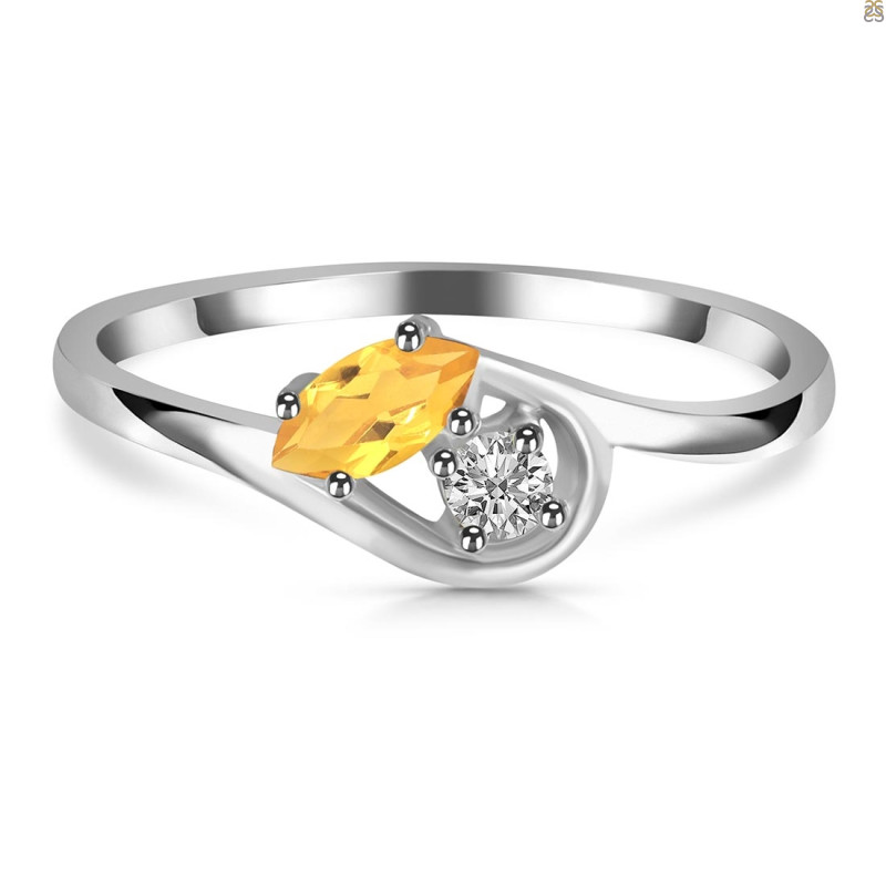 Citrine & White Topaz Ring CIT-RDR-2611.