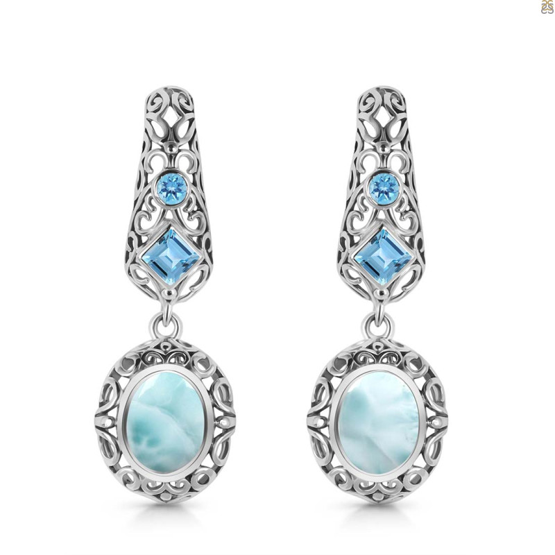 Close Out Larimar & Blue Topaz Earring LAR-CO-RDE-109.