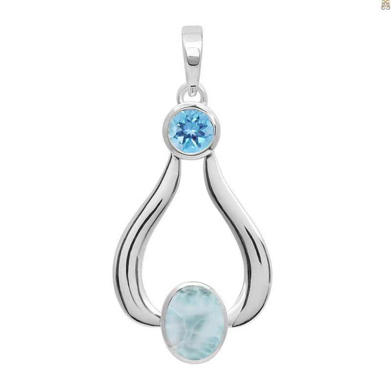 Close Out Larimar & Blue Topaz Pendant LAR-CO-RDP-132.
