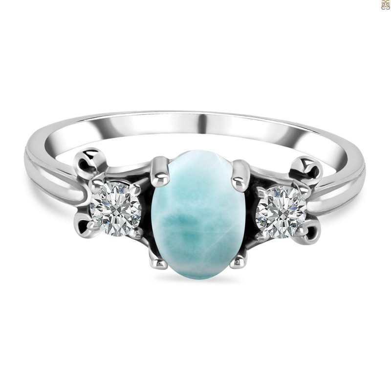 Close Out Larimar & White Topaz Ring LAR-CO-RDR-1442.