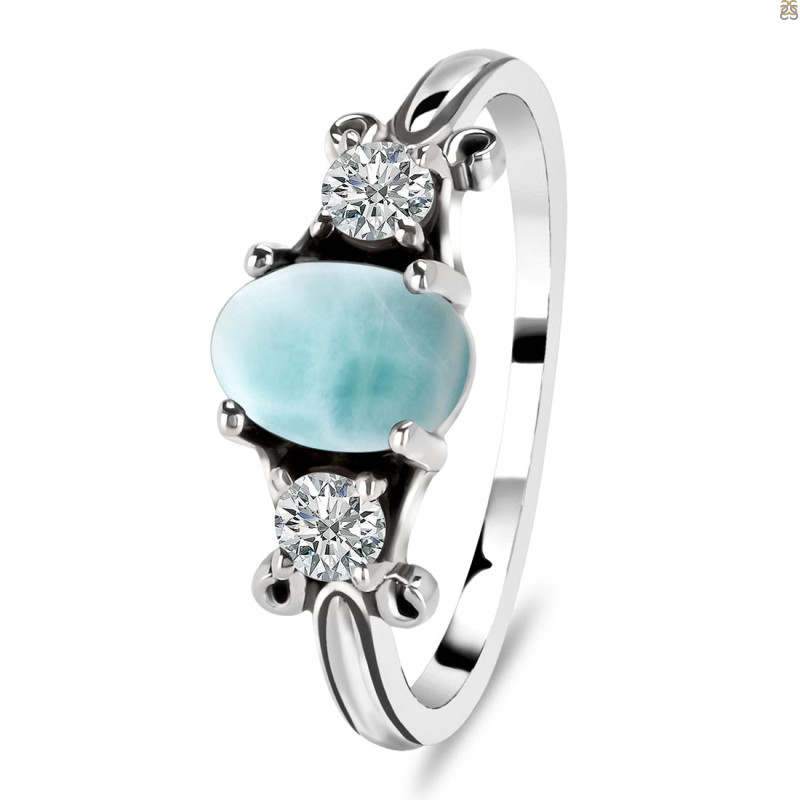 Close Out Larimar & White Topaz Ring