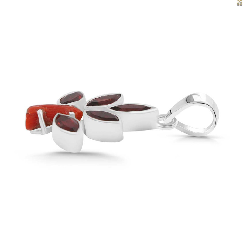 Red Coral/Garnet Pendant-2SP COR-1-106