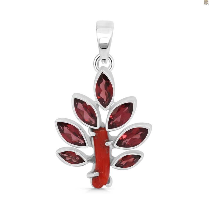 Red Coral/Garnet Pendant-2SP COR-1-107