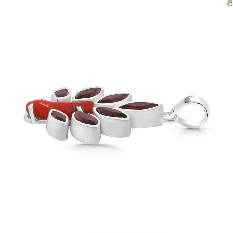 Red Coral/Garnet Pendant-2SP COR-1-107