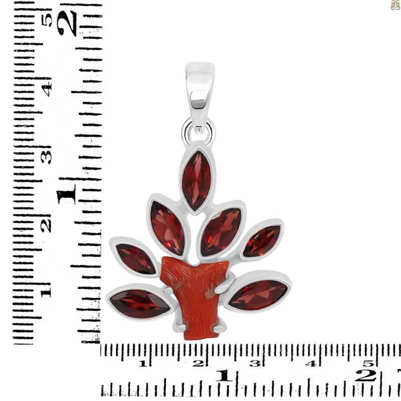 Red Coral/Garnet Pendant-2SP COR-1-109