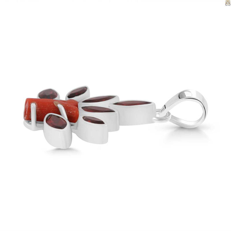 Red Coral/Garnet Pendant-2SP COR-1-109
