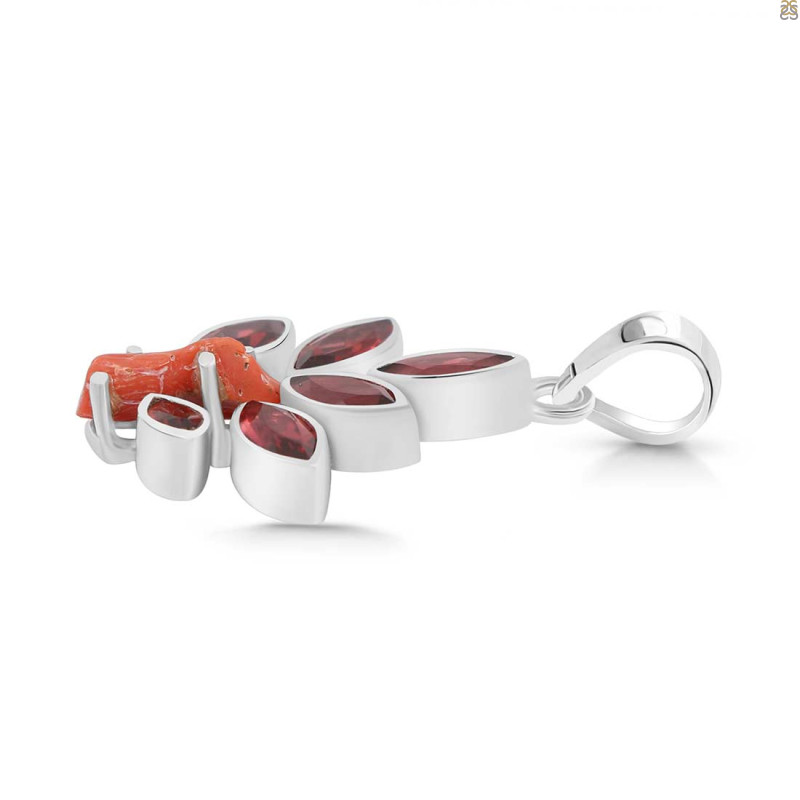 Red Coral/Garnet Pendant-2SP COR-1-111