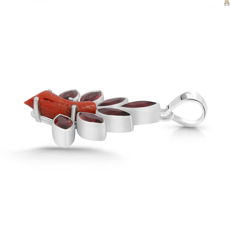 Red Coral/Garnet Pendant-2SP COR-1-114