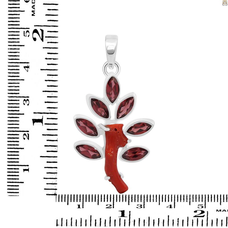 Red Coral/Garnet Pendant-2SP COR-1-115