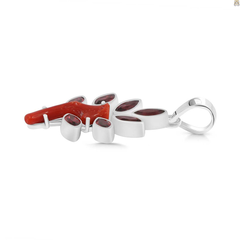 Red Coral/Garnet Pendant-2SP COR-1-115