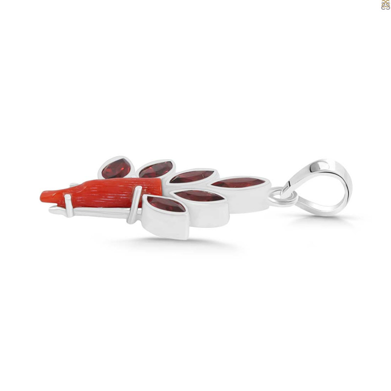 Red Coral/Garnet Pendant-2SP COR-1-117