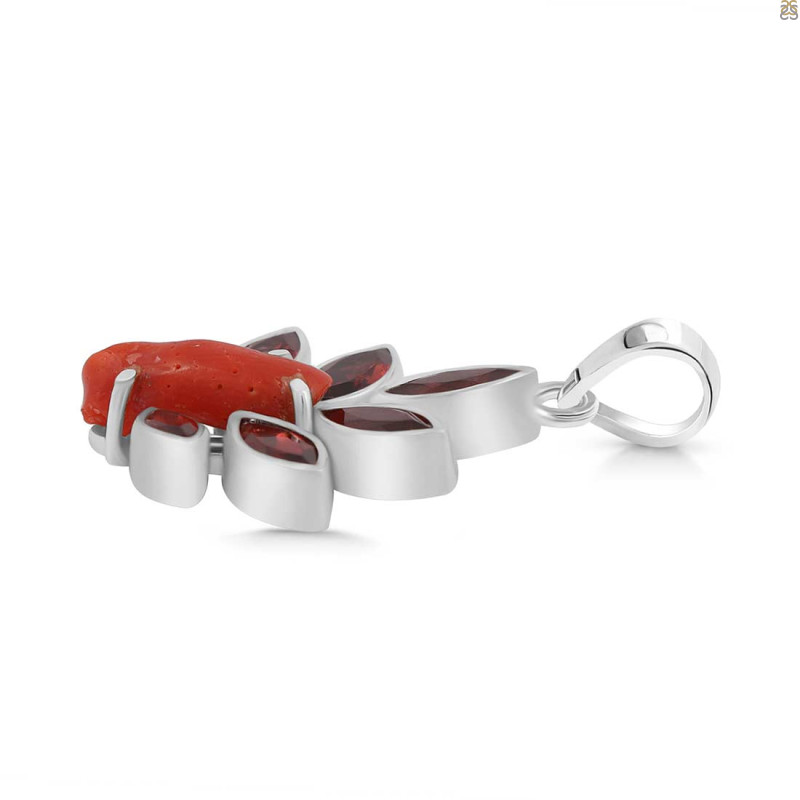 Red Coral/Garnet Pendant-2SP COR-1-119