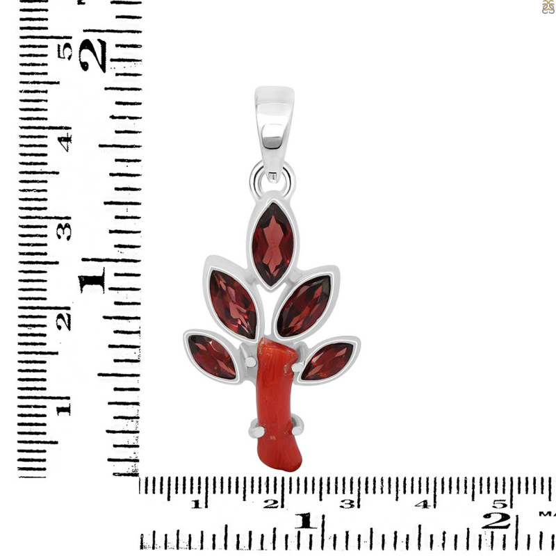 Red Coral/Garnet Pendant-2SP COR-1-120