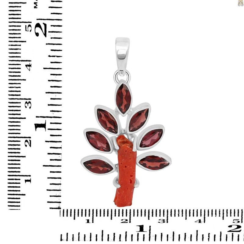 Red Coral/Garnet Pendant-2SP COR-1-121