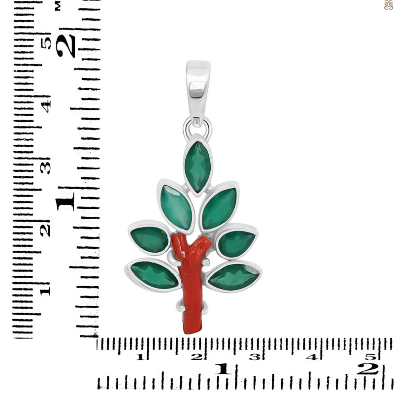 Red Coral/Green Onyx Pendant-2SP COR-1-141