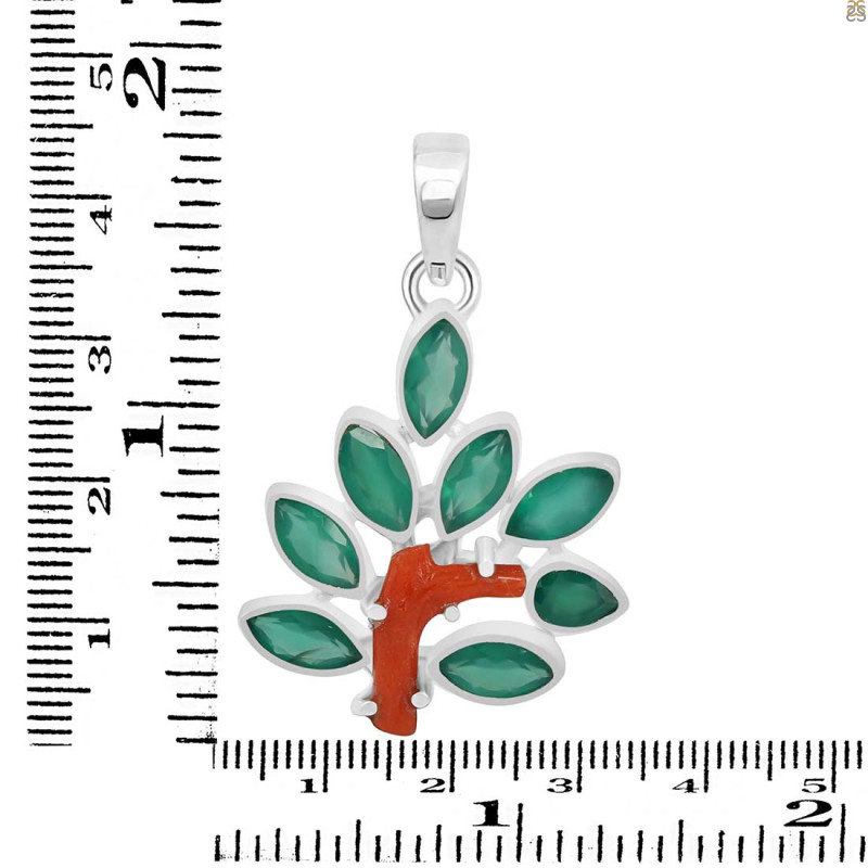 Red Coral/Green Onyx Pendant-2SP COR-1-163