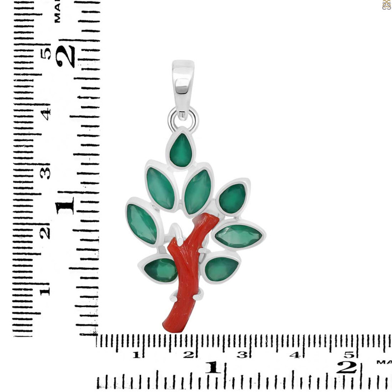 Red Coral/Green Onyx Pendant-2SP COR-1-165