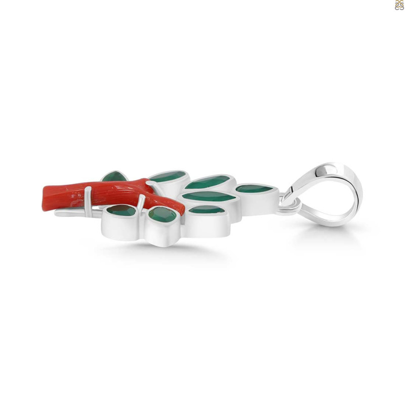 Red Coral/Green Onyx Pendant-2SP COR-1-165
