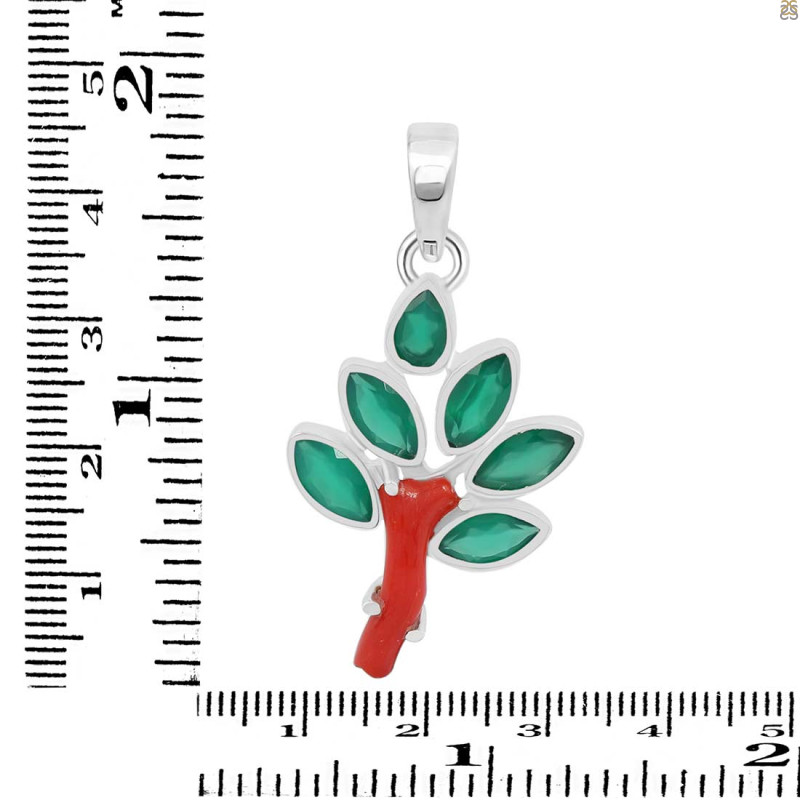 Red Coral/Green Onyx Pendant-2SP COR-1-166