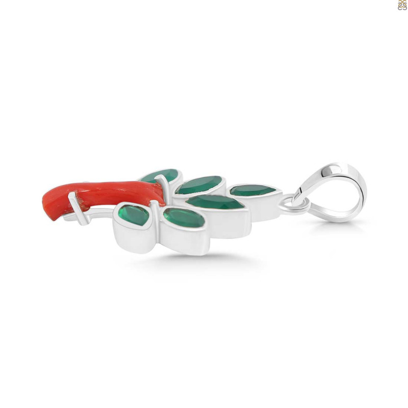 Red Coral/Green Onyx Pendant-2SP COR-1-166