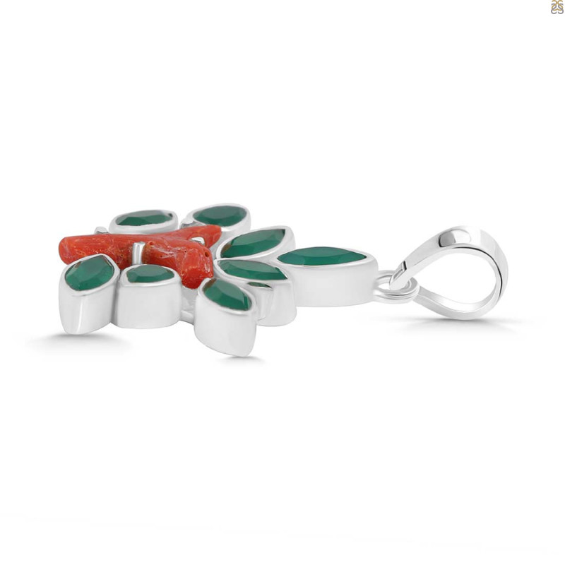 Red Coral/Green Onyx Pendant-2SP COR-1-47