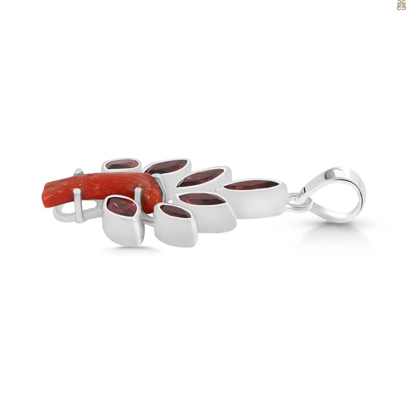 Red Coral/Garnet Pendant-2SP COR-1-76