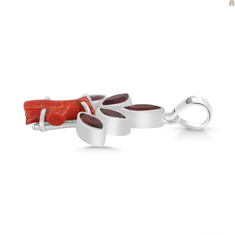 Red Coral/Garnet Pendant-2SP COR-1-79