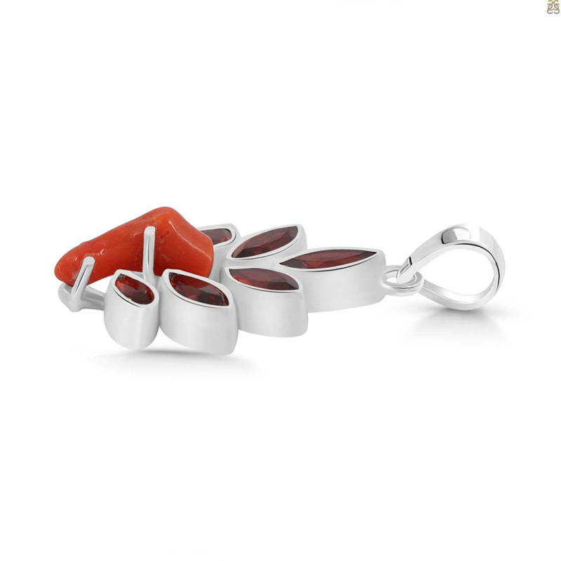 Red Coral/Garnet Pendant-2SP COR-1-87