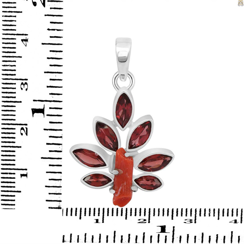 Red Coral/Garnet Pendant-2SP COR-1-92