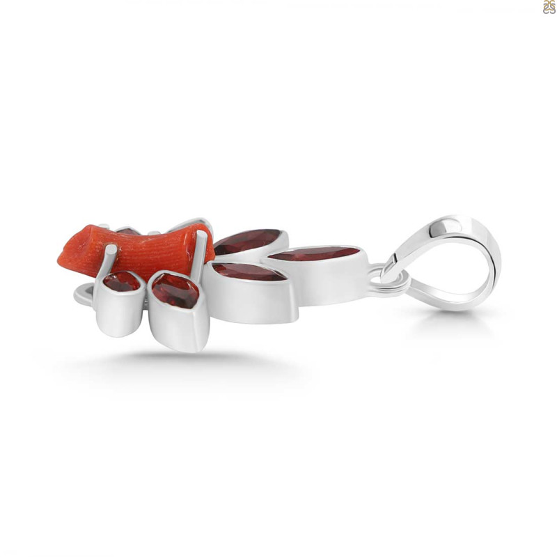 Red Coral/Garnet Pendant-2SP COR-1-92