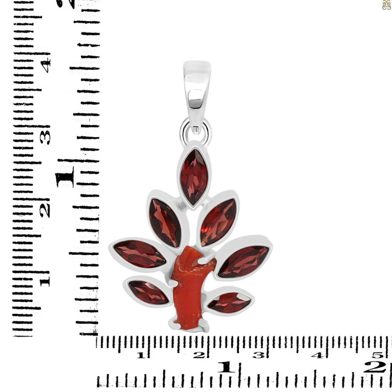 Red Coral/Garnet Pendant-2SP COR-1-94