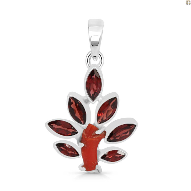 Red Coral/Garnet Pendant-2SP COR-1-94