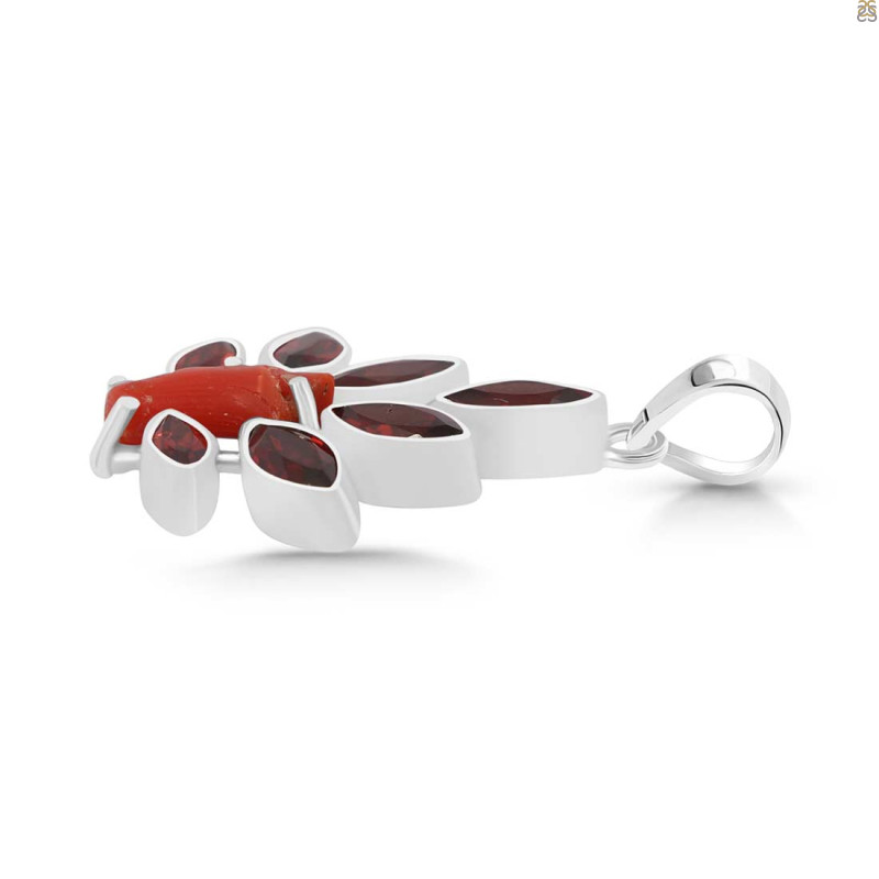 Red Coral/Garnet Pendant-2SP COR-1-94