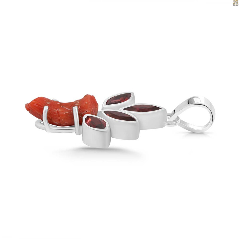 Red Coral/Garnet Pendant-2SP COR-1-95