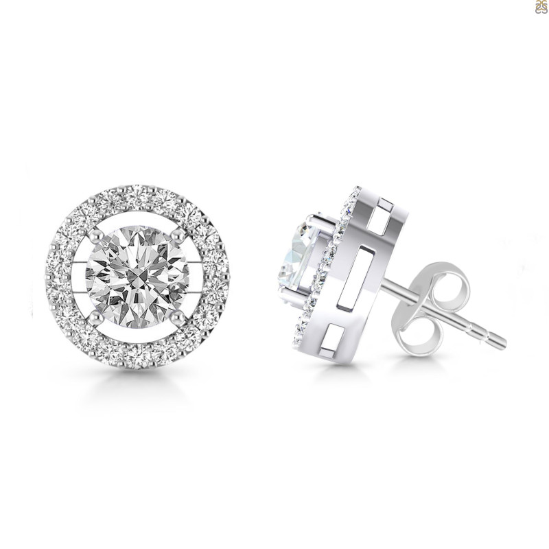 Crystal & White Topaz Stud Earring