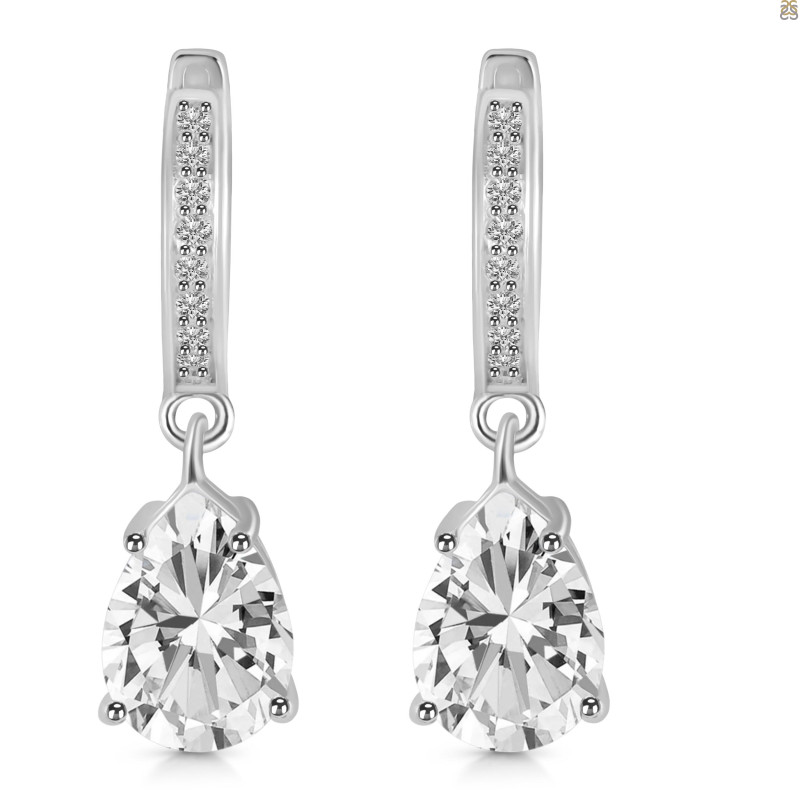 Crystal & White Topaz Hoop Earring CST-RDE-1223.
