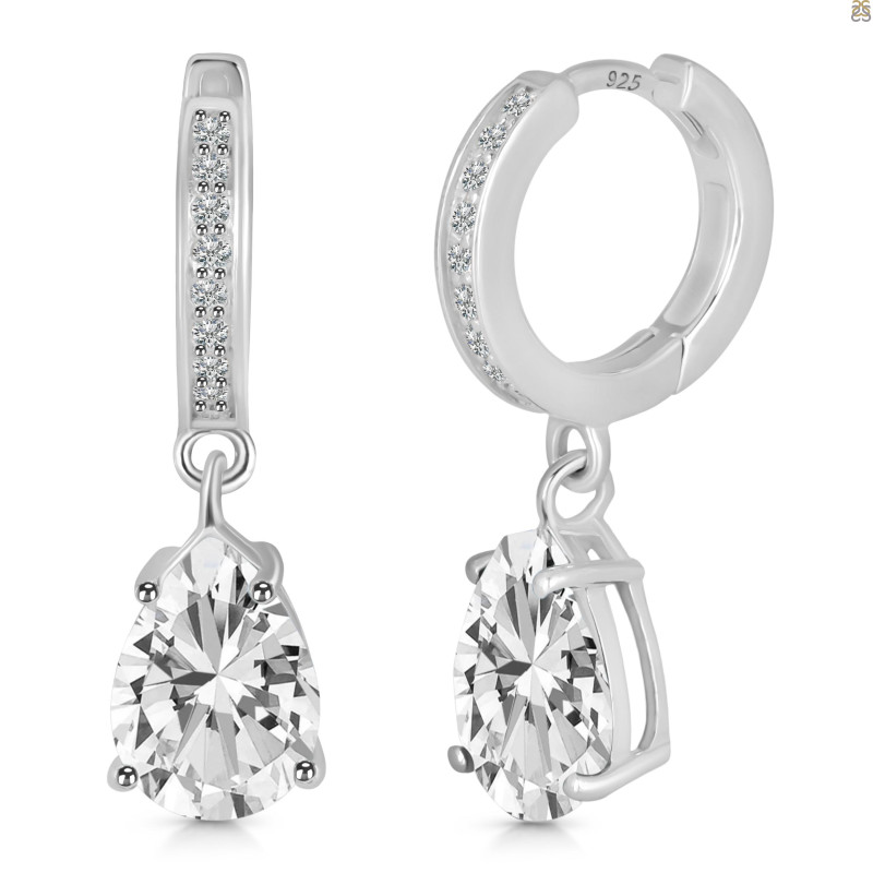 Crystal & White Topaz Hoop Earring